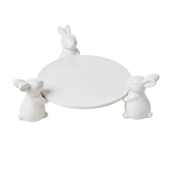 Ceramic Plate - 3 Bunny White