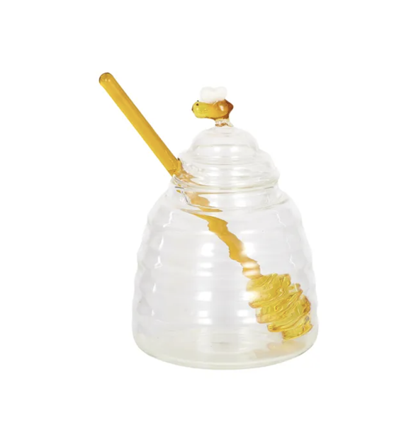 Honey Pot - Glass Hive w Dipper