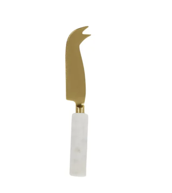 Eli - Marble Cheese Knife -White/Gold