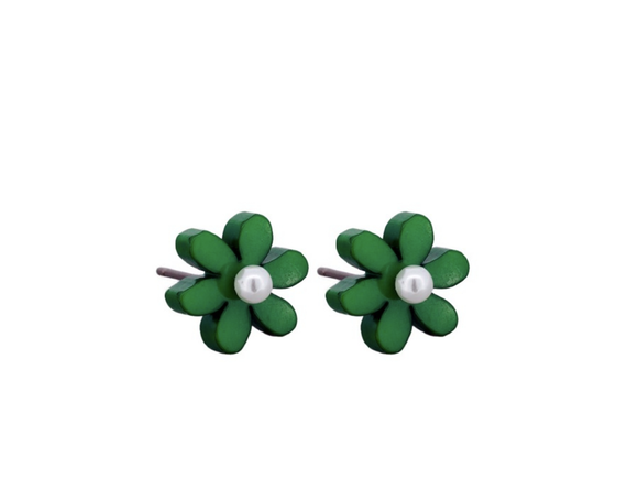 Earrings - Green Star Flowers