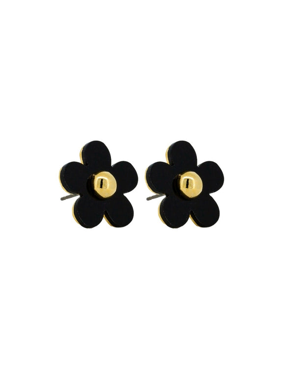 Earrings - Large Daisy Studs Black