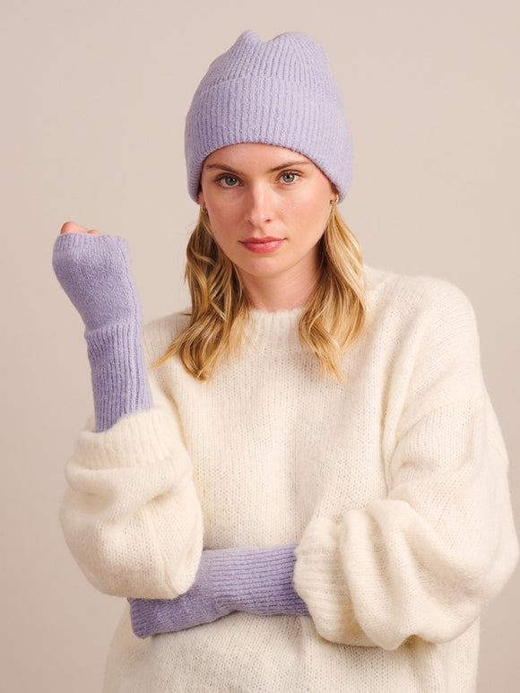Gloves - Lilac Recycled Cable Knit Fingerless Gloves