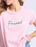 Foxwood Signature Contrast Tee - Pink/Emerald Green