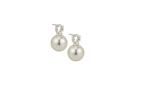 Earrings - Silver Ring & Pearl Drop