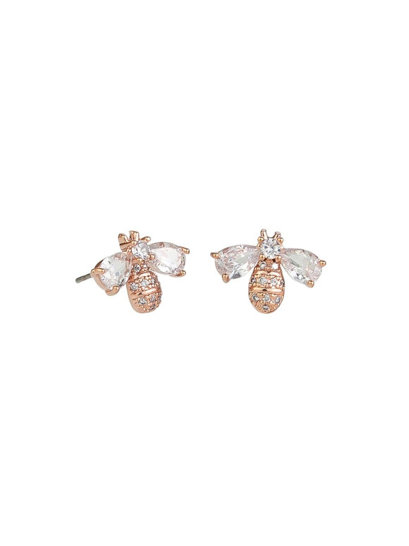 Earrings - Rose Gold Crystal Bee Stud
