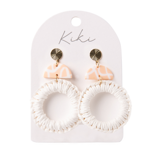 KiKi Earrings - Pink & White Hoop