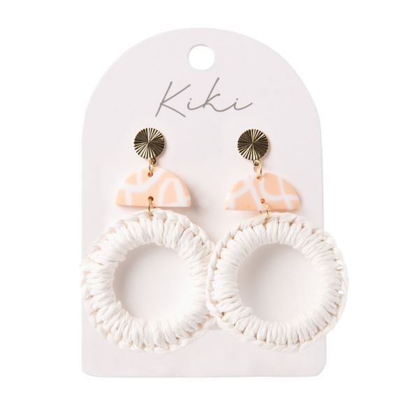 KiKi Earrings - Pink & White Hoop