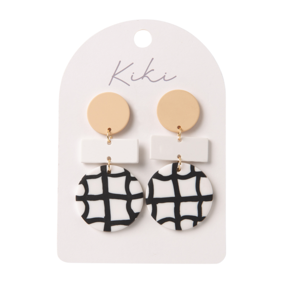KiKi Earrings - Round Grid