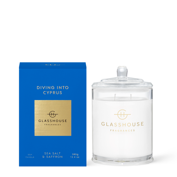 GLASSHOUSE FRAGRANCES Diving Into Cyprus Triple Scented Soy Candle
