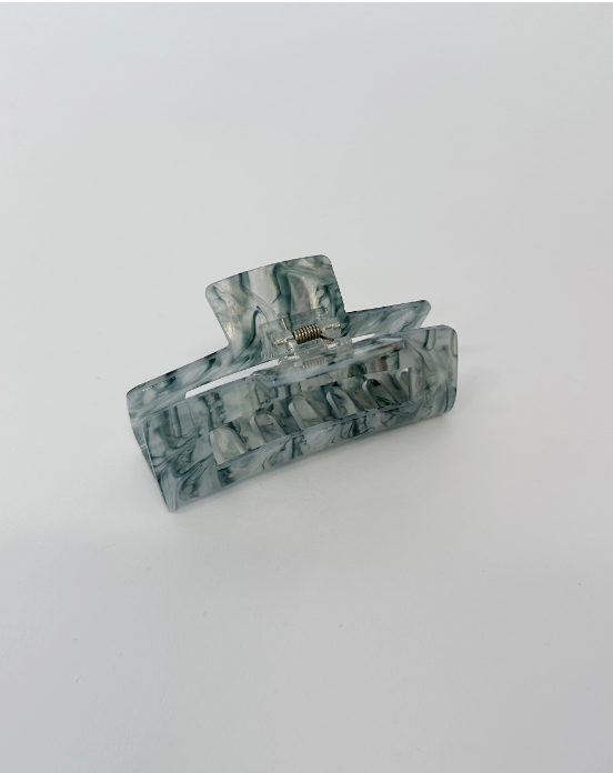 Hair Claw - Rectangle Green Pearl