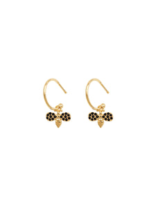 Earrings - Gold Mini Crystal Bee Hoops