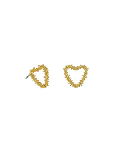 Earrings - Gold Prickly Heart Studs
