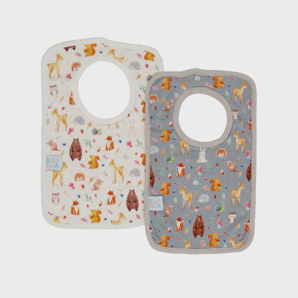 All4Ella Pullover head Bib 2pk - Forest