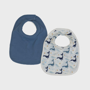 All4Ella Roll Neck Bib 2pk - Whales