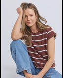 Foxwood Manly Stripe Tee - Chocolate