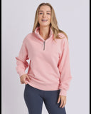 Foxwood College Pigment Zip Crew - Neon Peach