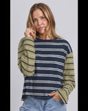 Foxwood Mash Up Stripe Tee LS - Blue/ Green