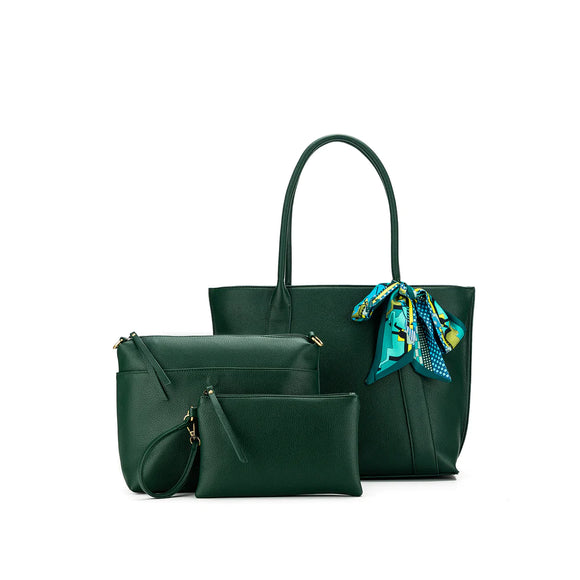 Black Caviar Designs Three Piece Handbag - Carolyn Dark Green