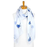 Wren Bird Scarf - White/Blue