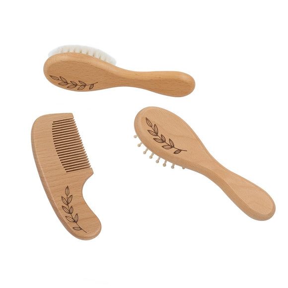 Baby 3pc Wooden Brush & Comb Set