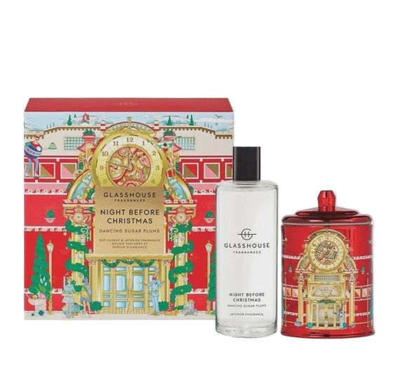GLASSHOUSE FRAGRANCE 200g Candle & 150ml Interior Fragrance Gift Set - Night Before Christmas