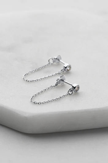 Zafino Crystal Chain Wrap Mini Higgy Earring - Silver