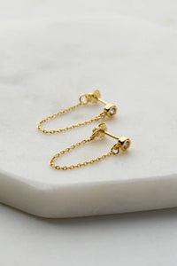 Zafino Crystal Chain Wrap Mini Huggy Earring - Gold