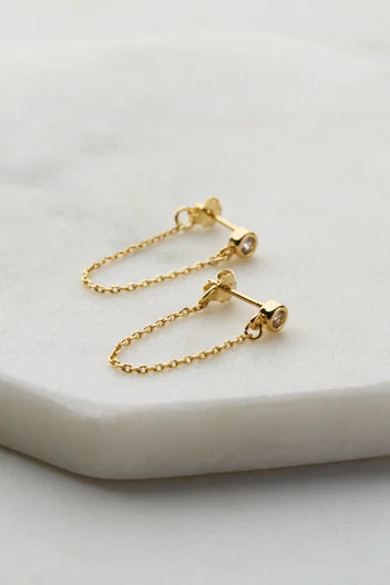 Zafino Crystal Chain Wrap Mini Huggy Earring - Gold