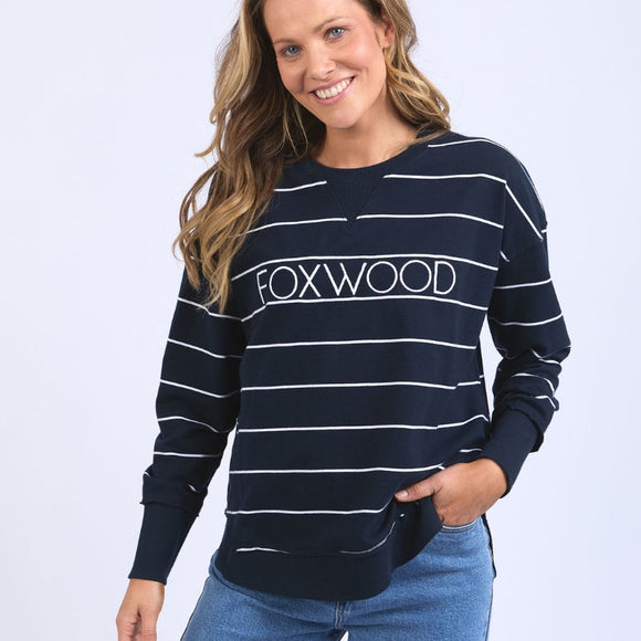 Foxwood Simplified Crew - Navy/ White Stripe