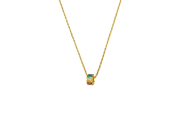 Necklace - Multi Crystal Spinning Wheel Gold