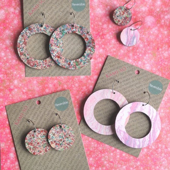 Reversible Circle Recycled Paper Earrings - Circle Assorted