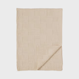 Baby Knitted Blanket - Checkered Sand