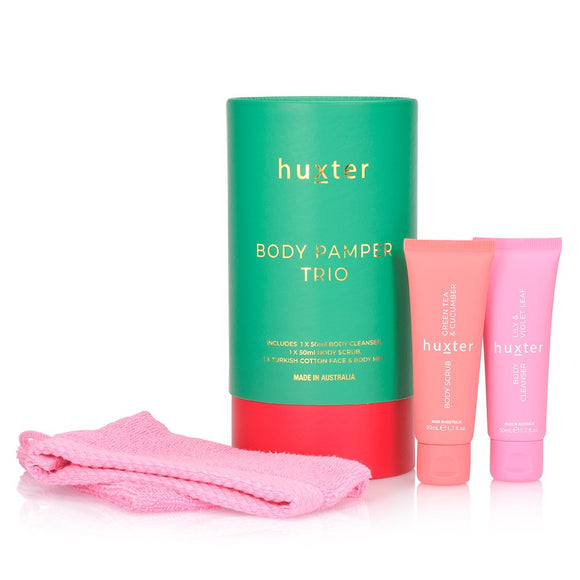 Huxter - Body Pamper Trio - Emerald Green w bright Pink