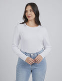 Foxwood L/S Scoop Neck Rib - White