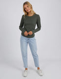 Foxwood L/S Scoop Neck Rib - Khaki