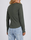 Foxwood L/S Scoop Neck Rib - Khaki