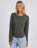 Foxwood L/S Scoop Neck Rib - Khaki
