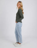 Foxwood L/S Scoop Neck Rib - Khaki