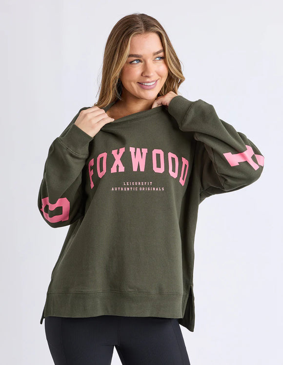 Foxwood Interval Crew - Dark Khaki / Coral