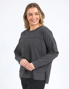 Foxwood Throw On Tee - Coal