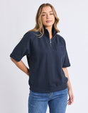 Foxwood Piped Zip Crew - Navy