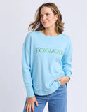 Foxwood Simplified Metallic Crew - Light Blue with Lime