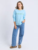 Foxwood Simplified Metallic Crew - Light Blue with Lime