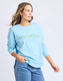 Foxwood Simplified Metallic Crew - Light Blue with Lime