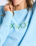 Foxwood Simplified Metallic Crew - Light Blue with Lime
