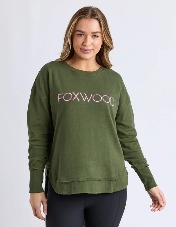 Foxwood Simplified Metallic Crew - Olive/Pink