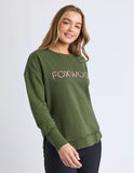 Foxwood Simplified Metallic Crew - Olive/Pink