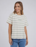 Foxwood Huntleigh Stripe Tee Fern & White Stripe
