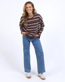 Foxwood Jayne Stripe Throw on Top - Chocolate & White