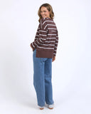 Foxwood Jayne Stripe Throw on Top - Chocolate & White